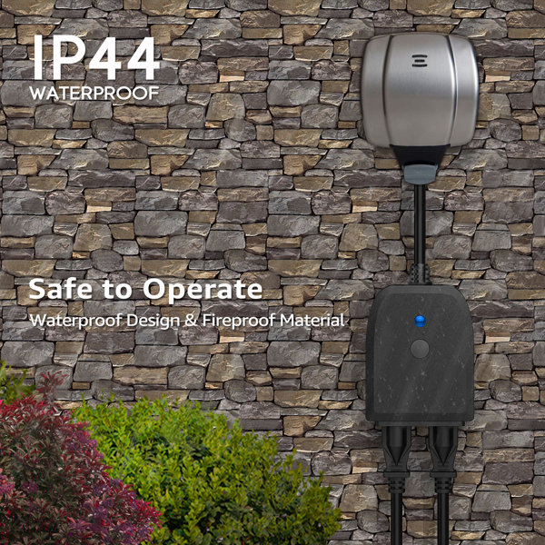 TORCHSTAR Waterproof Smart Plug, 2in1 Outdoor WiFi Plug Power Outlet